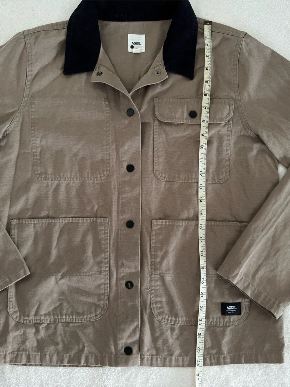 Vans Taupe Canvas Drill Chore Coat with Dark Brown Corduroy Collar - Picture 7 of 8